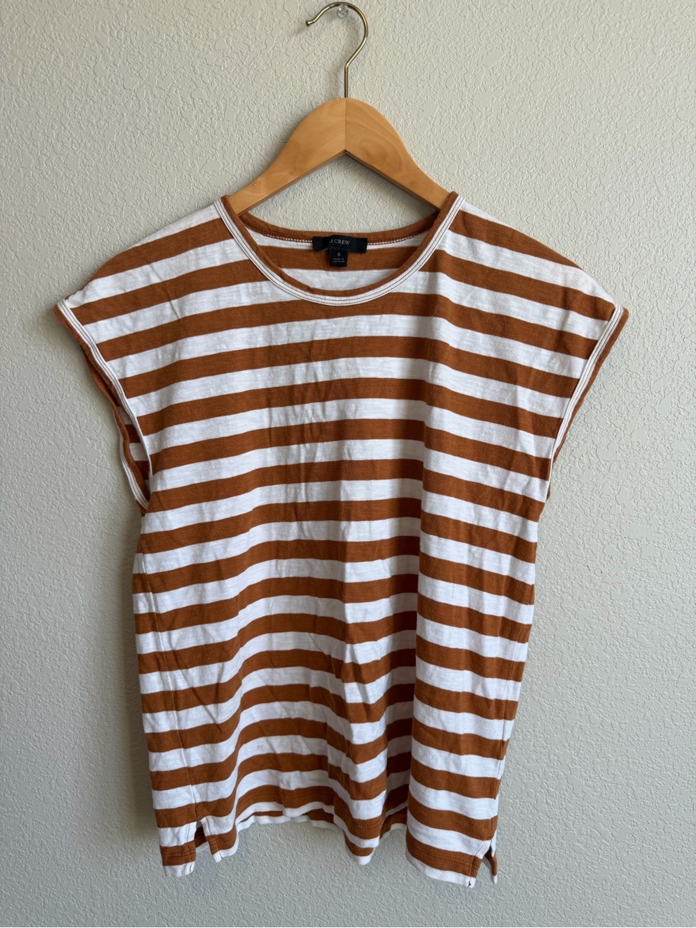 J. Crew Short-Sleeve Striped Tee in Brown and White
